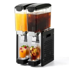 Commercial Beverage Dispenser 2 Tanks 10 L / 10.6 QT Per Tank, Stainless Steel Juice Dispenser, Ice Tea Drink Machine With 45℉ To 54℉ Cooling Tem