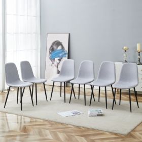 Comfortable Linen-Cotton Dining Chair Set - Six Pieces In Light Gray.Integrated Seat And Backrest,Linen-Cotton Material,Modern Home Matching.