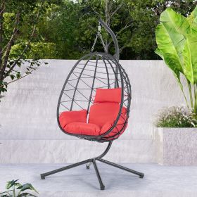 Egg Chair with Stand Indoor Outdoor Swing Chair Patio Wicker Hanging Egg Chair Hanging Basket Chair Hammock Chair with Stand for Bedroom Living R