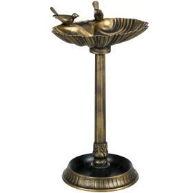 Outsunny 32" Antique Bird Bath with Pedestal Flower Planter Base, Vintage Style Decorative Birdbath, Bird Feeder Bowl & Planter Decoration Yard S