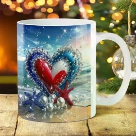 11oz Eagle Ceramic Coffee Mug, Inspirational Beach-Themed Travel Tumbler, Durable Beverage Cup, for Outdoor Camping