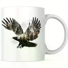 Everyday Comfort, Eagle Flying Ceramic Coffee Mug, 11oz, Double-Sided Print, Microwave & Dishwasher Safe, White