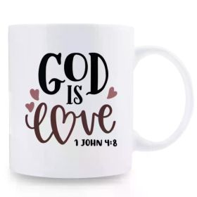 1pc, 11 Oz Funny Coffee Mug, God Is Love, Office Supplies, Birthday Gifts, Room Decor, Home Decor, Party Favors.