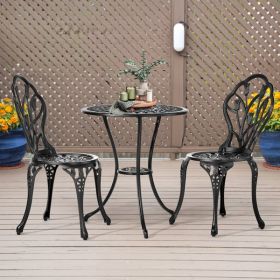 2pcs Single Chairs And 1pc Round Table Tulip Shaped Black Casting Set