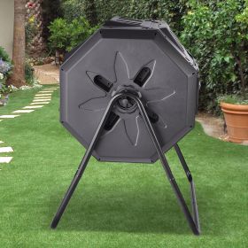Compost Bin, 43-Gal Dual Chamber Composting Tumbler, Large Tumbling Rotating Composter With 2 Sliding Doors And Steel Frame, BPA Free Composter B (Option: Black)