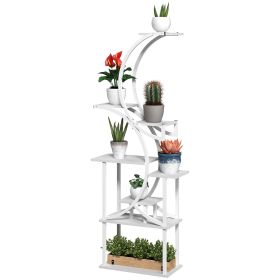 Plant Stand Indoor, 8 Tier 62" S-Shaped Plant Shelf, Corner Plant Rack for Multiple Plants, White (Option: White-840x565x205 mm)