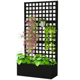 Galvanized Raised Garden Bed Planter Box with Trellis for Climbing Plants, Vegetable, Vines, 35" x 16" x 70", Black (Option: Black-1030x585x195 mm)