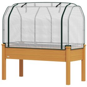 Raised Garden Bed with PE Greenhouse Cover Outdoor Planter Box for Herbs and Vegetables, 48 x 22 x 46 inch, Sand (Option: Sand-1195x550x90 mm)