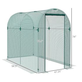 Outsunny Galvanized Steel Crop Cage, Plant Protection Tent With Zippered Door, (Option: Green and Silver)