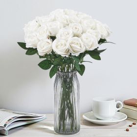 60 Pcs White Roses Artificial Flowers Realistic Bouquet For Xmas Home Decor (Option: White)