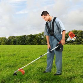 String Trimmer, 25.2CC 2-Stroke, Gas Powered Weed Wacker, 16.9' Cordless Grass Trimmer, Multi-Functional Lawn Edger With Shoulder Strap & 3T Blad (Option: Multicolor)