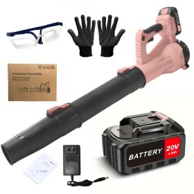 Cordless Leaf Blower 20V Electric Leaf Blower With4.0Ah Batteries And Fast Charger, Variable Speed, Turbo Mode, Battery Powered Handheld Leaf Blo (Color: pink)