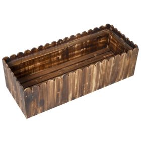 40" x 16" x 12" Raised Planter Box Garden Scalloped Edge Wooden (Option: Brown-1020x400x100 mm)