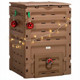 Garden Compost Bin, 120 Gallon (450L) Garden Composter, BPA Free, with 80 Vents and 2 Sliding Doors, Lightweight & Sturdy, Fast Creation of Fert (Option: Brown-1000x710x130 mm)