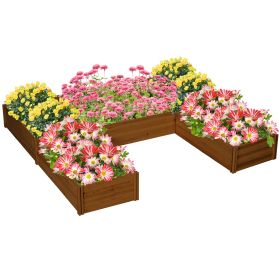 Raised Garden Bed, Set of 5 Large Wooden Box Planters for Outdoor Plants Vegetables Flowers Herbs, 7.5x7.5x1ft, Brown (Option: Brown-1180x370x220 mm)