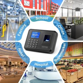 Time Clock, Fingerprint Time Clocks For Employees Small Business, Biometric Time Clock With USB Drive,  Automatic Punch In/Out, No Monthly Fees (Option: Black)