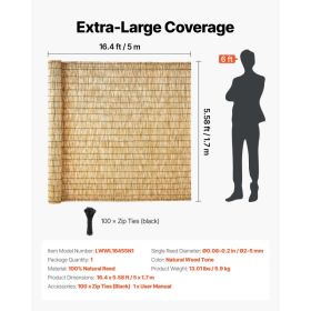 Natural Reed Fencing, 5.58 X 16.4 Ft, Decorative Natural Reed Fencing Roll, Decorative Fence For Backyard Garden Divider, Privacy Screen Panel Cu (Option: Black)