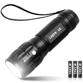 LED White Light Flashlight, High Lumens Waterproof Adjustable Focus (Option: Black)