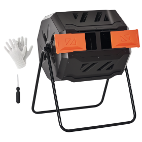 Tumbling Compost Bin Outdoor 360° Dual Chamber Rotating Composter 43 Gallon, Orange (Option: Orange-575x575x225 mm)
