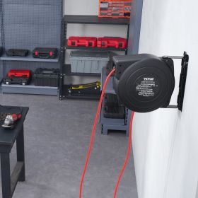 Retractable Extension Cord Reel Power Cord Reel 45FT 12AWG/3C SJTOW (Option: Red)
