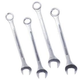 SAE Jumbo Combination Wrench Set Extra Large, 4 Piece ,storage Bag Included ,Black Oxide (Color: Chrome)