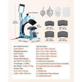 Hat Heat Press Machine, With 4 Interchangeable Platens And Caps Stretcher, Precise Temperature & Time Control, Heat Press For Hats And Caps, For (Option: Black)