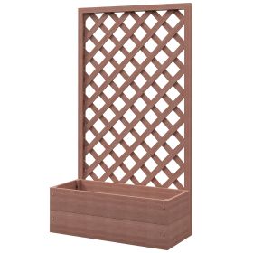 Trellis Planter Box for Climbing Plants, Raised Garden Bed w/ Trellis Lattice for Outdoor Garden, Backyard, Brown (Option: Light Brown-1405x810x85 mm)