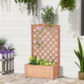 Brown 28" x 11" x 46" Wooden Raised Garden Bed – for Patio Cucumber Growing, with Trellis (Option: 97196212)