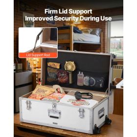 Metal Storage Trunk, Set Of 2, Wooden Suitcase Storage Boxes With Padlocks, Large Trunk Includes Casters And 3 Metal Handles, Decorative Store Ch (Option: Black)