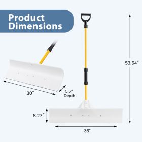 Snow Pusher Shovel With Handle, Wide Plastic Snow Removal Tool For Driveway, Sidewalk, Walkway,White (Option: 36in)