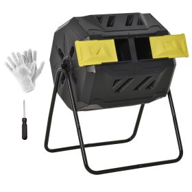 Tumbling Compost Bin Outdoor 360° Dual Chamber Rotating Composter 43 Gallon, Yellow (Option: Yellow-575x575x225 mm)