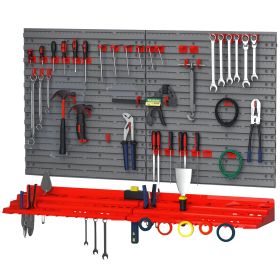 54 Piece Pegboard and Shelf Tool Organizer Wall Mounted DIY Garage Storage with 50 Hooks (Option: Grey-525x110x580 mm)