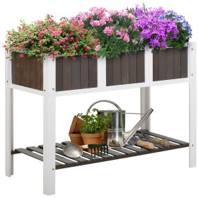 47" x 23" Raised Garden Bed w/ Storage Shelf, 2 Tiers Elevated Planter Box with Legs for Vegetables, Flowers and Herbs Backyard, Patio, Balcony (Option: White, Gray-1230x615x160 mm)