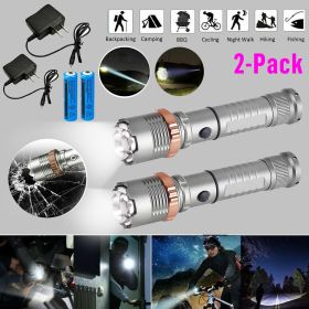 LED Tactical Flashlight Rechargeable LED Work Light Super Bright Torch Emergency Light Escape Hammer (Option: 2pack)