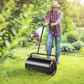 Lawn Roller, 13 Gallon Sand/Water Filled Yard Roller, Steel Sod Roller With Easy-turn Plug And U-Shaped Ergonomic Handle For Convenient Push And (Option: Black)