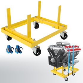 750lbs Rolling Engine Stand,Adjustable Width And Length, With 2pcs Buckle Straps,Yellow (Option: Yellow)