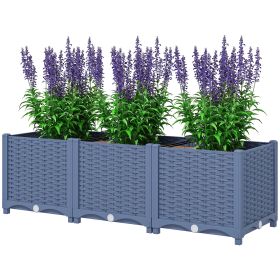 Plastic Raised Garden Bed, 4 x 1 x 1 ft Outdoor Flower Box with Drainage Holes for Vegetables, Herbs, Blue (Option: Blue-445x445x275 mm)
