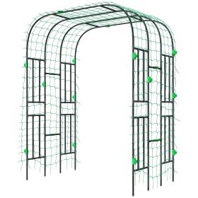 Garden Arch Trellis, 8 FT Tall Metal Plant Trellis Support with Climbing Net, Cucumber Trellis for Climbing Plants (Option: Black-890x320x210 mm)
