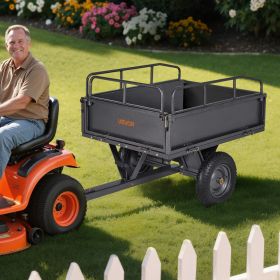 Steel Dump Cart 10 Cu. Ft 500LB For ATV/UTV Trailer Tow Behind Heavy Duty (Option: Black)