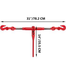 Chain Binder 5/16in X 3/8in, Ratchet Load Binder 6600lbs Capacity, Ratchet Lever Binder W/ G70 Hooks, Adjustable Length, Ratchet Chain Binder For (Option: Red)