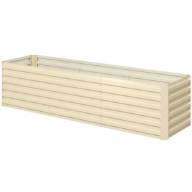 8x2x2ft Galvanized Raised Garden Bed Kit with Safety Edging for Flowers, Herbs and Vegetables, Cream White (Option: Cream White-880x340x70 mm)