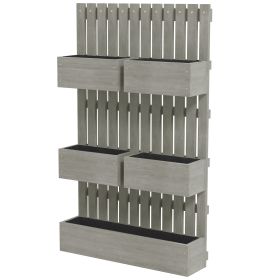 5 Box Raised Garden Bed w/ Trellis for Climbing Plants, Wall-Mounted Wood Planters w/ Drainage Holes, Gray (Option: Gray-1090x690x110 mm)