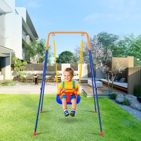 Swing Sets For Backyard 3 In 1 Toddler Swing Set With 4 Sandbags Foldable (Option: Orange)