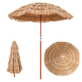 6ft Thatched Tiki Patio Umbrella, Tropical Outdoor Umbrella With Push Button Tilt (Natural) (Option: defaulttitle)