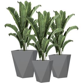 Indoor Outdoor Planters Set of 3 MgO Tall Planters Stackable Flower Pots with Drainage Holes for Garden, Balcony, Gray (Option: Gray-590x500x525 mm)