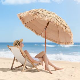 Tiki Umbrella Thatched Patio Umbrella 6.5 Ft Poolside Patio Beach Umbrella (Option: Natural)