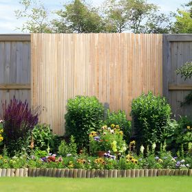 Natural Bamboo Slat Screening Privacy Bamboo Slat Fence 6 Ft H X 16 Ft L (Option: Natural)