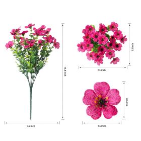 Artificial Outdoor UV-proof Decorative Simulation Green Plant Plastic Flowers (Color: Rose Red)