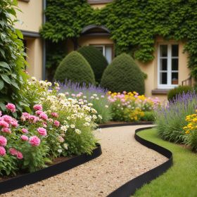 Landscape Edging 66ft X 4in L-Shaped Durable Plastic Garden Border No Dig (Option: Black)
