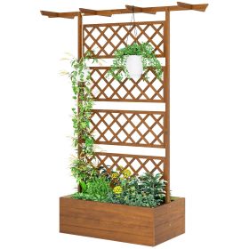Wooden Trellis Planter Box, Raised Garden Bed to Grow Vegetables, Herbs and Flowers (Option: Orange-1105x345x235 mm)